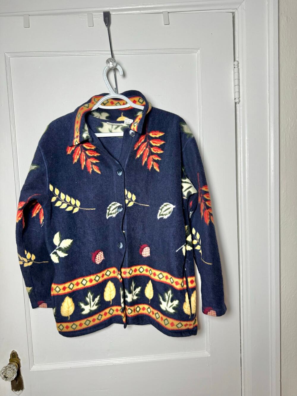 Vintage Fashion Bug Fleece Jacket Blue Scandi Cottagecore Cabincore Goblincore S